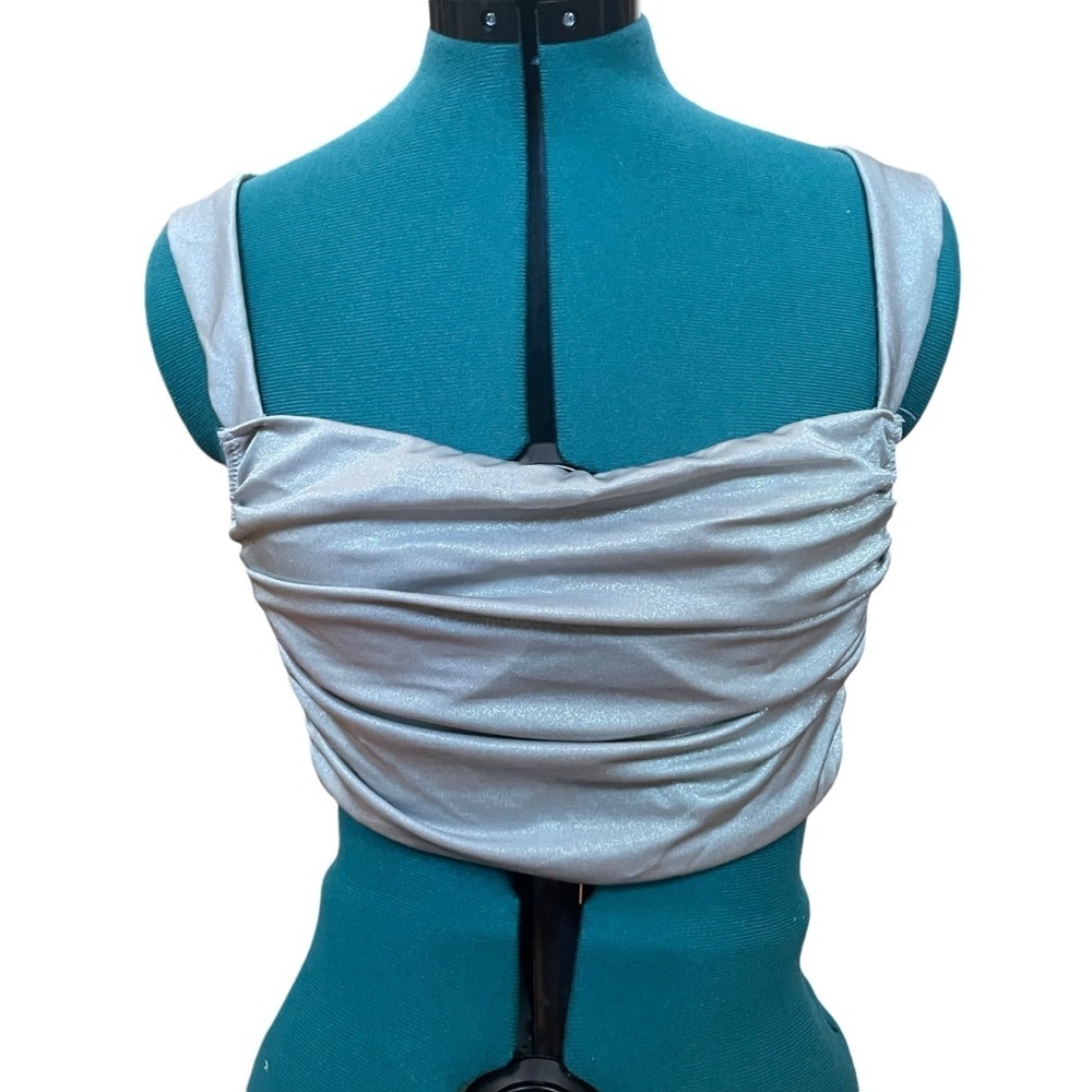 Out From Under Metallic Boned Cinched Crop Top